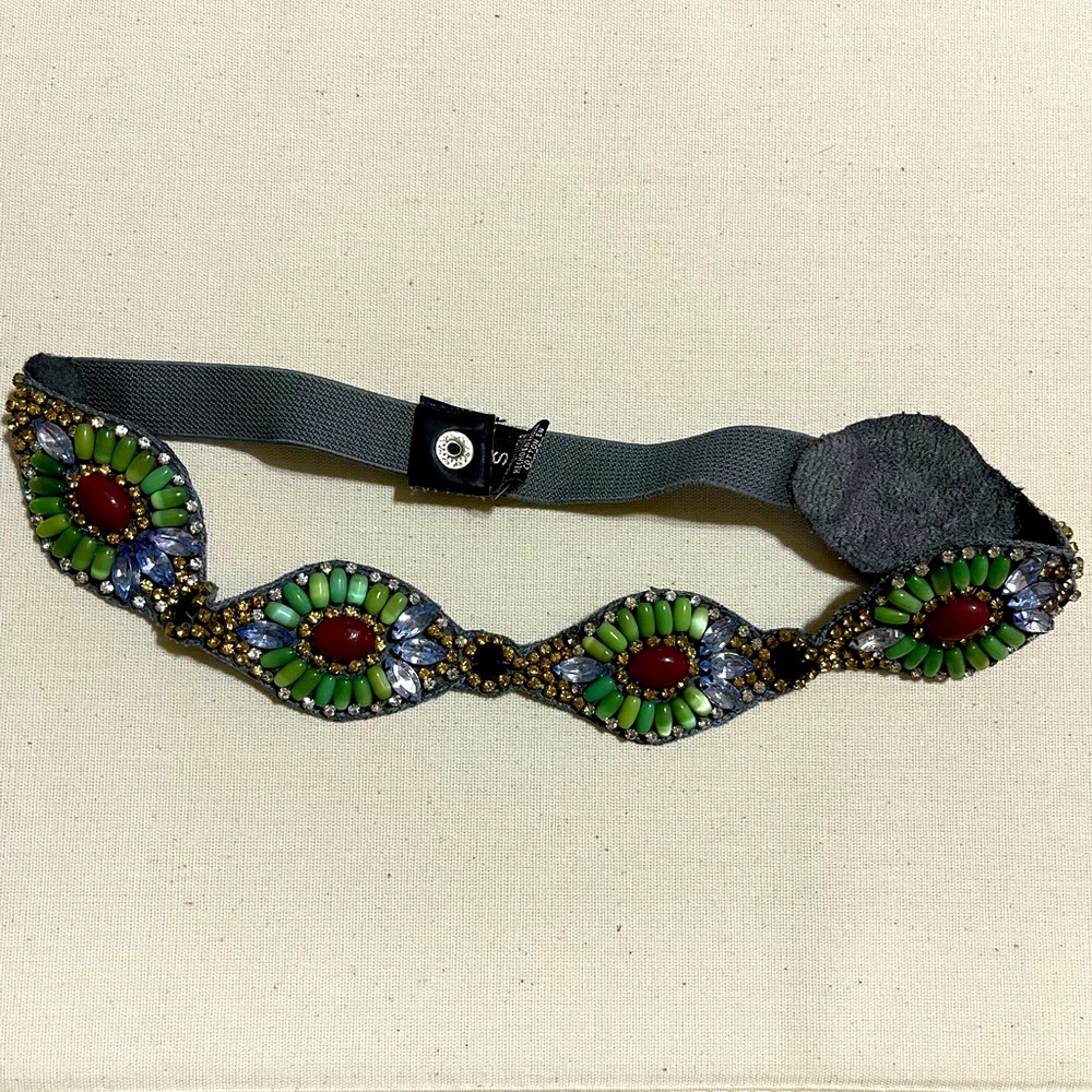 Anthropologie Beaded Belt Green/Gray